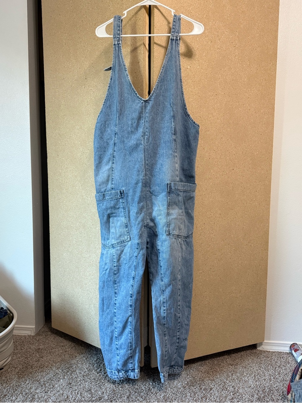 Free People Light Blue Denim Overalls Jumpsuit